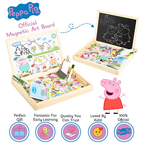 Peppa Pig Pizarra Infantil, Pizarra Magnetica Infantil y Puzzle Niños, Incluye Imanes Rotuladores y Tizas de Colores para Pizarra, Juguetes Regalos para Ninos y Ninas 3+