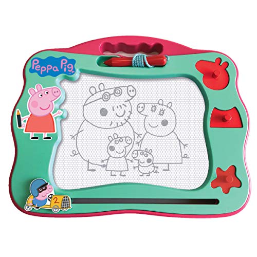 Peppa Pig, Pizarra mágica, Formato de Viaje, dibuja y borre con bolígrafo magnético, 3 Sellos, Juguete para niños a Partir de 3 años, PPC91 (GIOCHI PREZIOSI PPC91000)