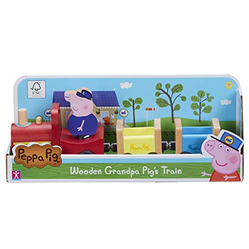 Peppa Pig- Tren de madera Grandpa Pig, multicolor