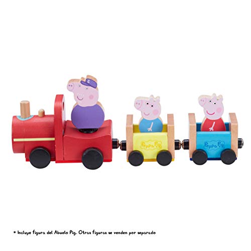 Peppa Pig- Tren de madera Grandpa Pig, multicolor