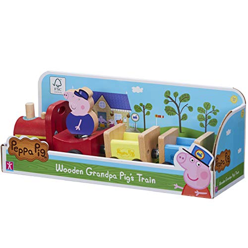 Peppa Pig- Tren de madera Grandpa Pig, multicolor