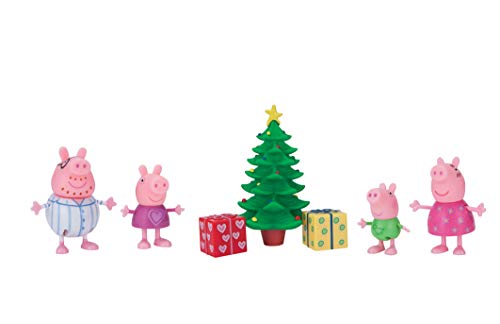 Peppa Pig Wutz 95648 Jazwares - Juego de 4 Figuras móviles con árbol de Navidad para niños a Partir de 2 años