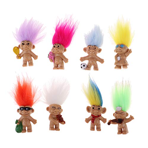 perfeclan Colorful Lucky Troll Dolls Bulk Leprocauns Dollhouse Miniatures Little Figures Toy - Arts Crafts, School Project, Pencil Toppers, Juego de 8 Piezas