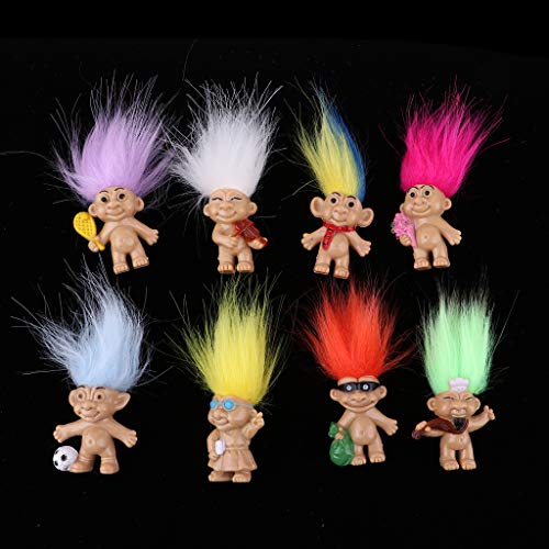 perfeclan Colorful Lucky Troll Dolls Bulk Leprocauns Dollhouse Miniatures Little Figures Toy - Arts Crafts, School Project, Pencil Toppers, Juego de 8 Piezas