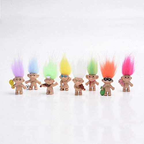 perfeclan Colorful Lucky Troll Dolls Bulk Leprocauns Dollhouse Miniatures Little Figures Toy - Arts Crafts, School Project, Pencil Toppers, Juego de 8 Piezas