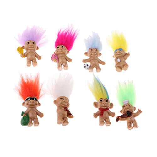 perfeclan Colorful Lucky Troll Dolls Bulk Leprocauns Dollhouse Miniatures Little Figures Toy - Arts Crafts, School Project, Pencil Toppers, Juego de 8 Piezas