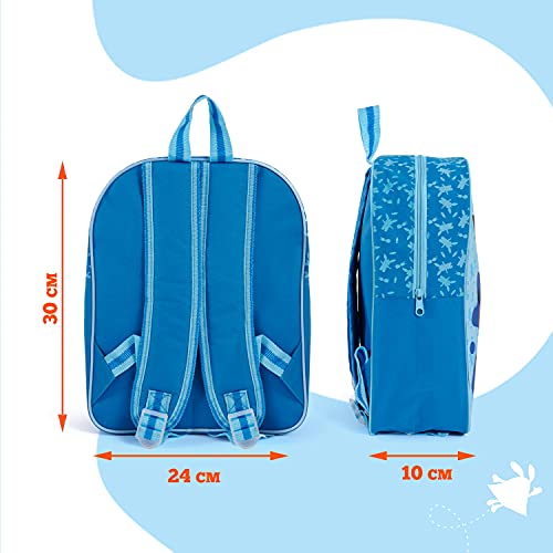 PERLETTI Mochila Escolar Bing para Niños - Bolso Infantil con Estampa de Bing y Flop para Niño Viajes y Tiempo Libre - Mochilita Azul para Guardería Chicos 3 4 5 Años - 30x24x10 cm