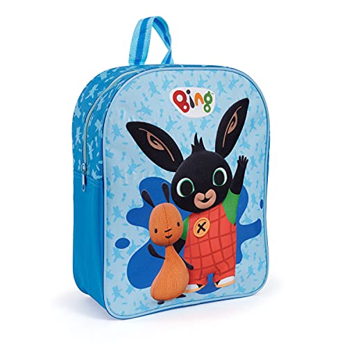 PERLETTI Mochila Escolar Bing para Niños - Bolso Infantil con Estampa de Bing y Flop para Niño Viajes y Tiempo Libre - Mochilita Azul para Guardería Chicos 3 4 5 Años - 30x24x10 cm