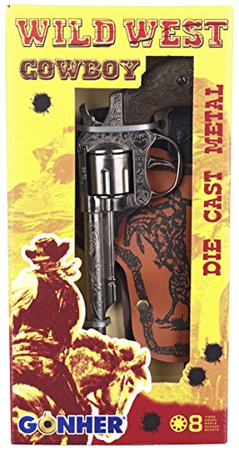 Peterkin-Wild-West Set 8 Tiros-Revolver + Cart, Color Plata, sin Talla (GONHER 201/0)