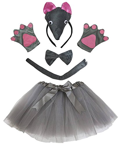 Petitebelle 3D Diadema Bowtie Guantes de Cola Tutu niña Disfraz de 5 Piezas Un tamaño ratón 3D