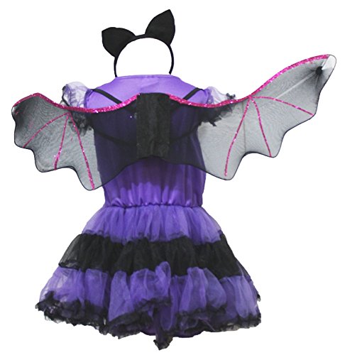 Petitebelle Navidad del Traje de murciélago Vestido de la Princesa del ala de la Venda de 3 Piezas Conjunto para Girl 4-14y 4-6 años Púrpura