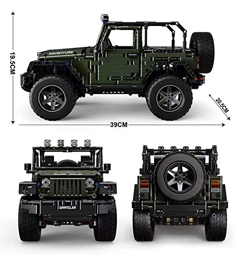 PEXL Juego de construcción de bloques de construcción para vehículos todoterreno Jeep Wrangler Offroader, 2000 bloques de construcción Technic 4x4, modelo Off-Road compatible con Lego Technic