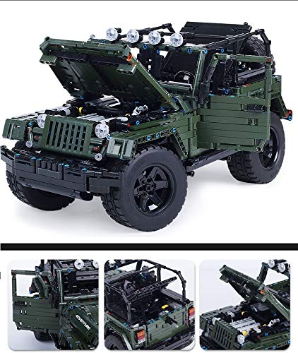 PEXL Juego de construcción de bloques de construcción para vehículos todoterreno Jeep Wrangler Offroader, 2000 bloques de construcción Technic 4x4, modelo Off-Road compatible con Lego Technic