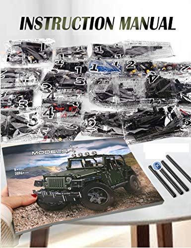 PEXL Juego de construcción de bloques de construcción para vehículos todoterreno Jeep Wrangler Offroader, 2000 bloques de construcción Technic 4x4, modelo Off-Road compatible con Lego Technic