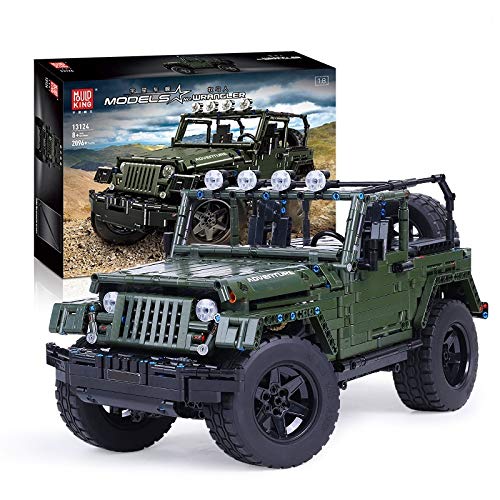 PEXL Juego de construcción de bloques de construcción para vehículos todoterreno Jeep Wrangler Offroader, 2000 bloques de construcción Technic 4x4, modelo Off-Road compatible con Lego Technic