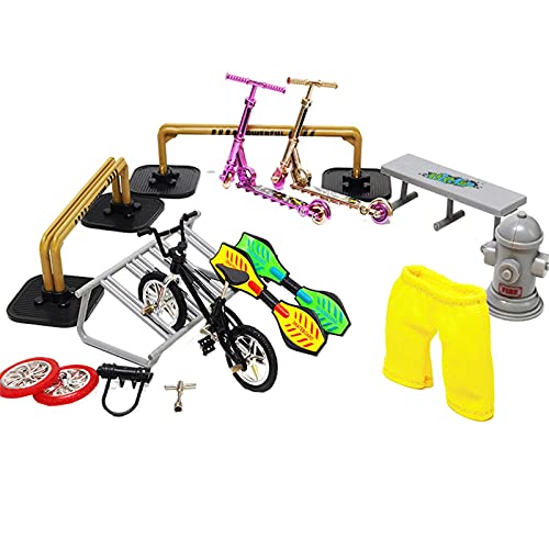 PIGMANA Mini Finger Skateboard Park Set Kit de Piezas de Skate Que Incluye monopatines, Scooters, Patines, Bicicletas y Ruedas con Ruedas First-Rate