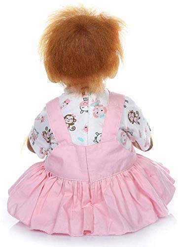 Pinky Reborn Baby Dolls 21Pulgadas Mono de Bebé Recién Nacido Hecho a Mano de Silicona Suave Vinilo Realista Reborn Doll Mejor Regalo para Niños Navidad (Girl)