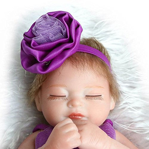 Pinky Reborn Muñecos bebé 10 Inch 26cm Inch Mini Hard Silicona Realista Suave de Vinilo Cuerpo Entero Renacer Bebé with Vestido Morado