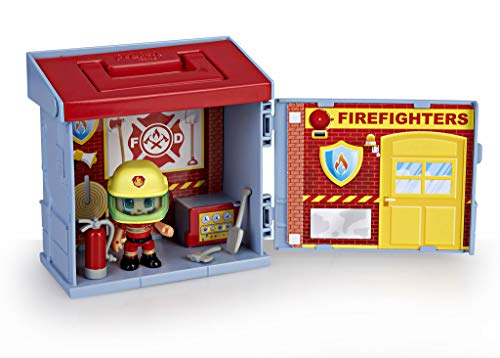 Pinypon Action- 2 Mixóplis Boxes Banco y Bombero con 1 Figura y Accesorios, niñas a Partir de 4 a 8 años, mixópolis (Famosa 700015714)