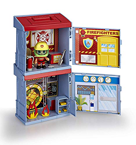 Pinypon Action- 2 Mixóplis Boxes Banco y Bombero con 1 Figura y Accesorios, niñas a Partir de 4 a 8 años, mixópolis (Famosa 700015714)