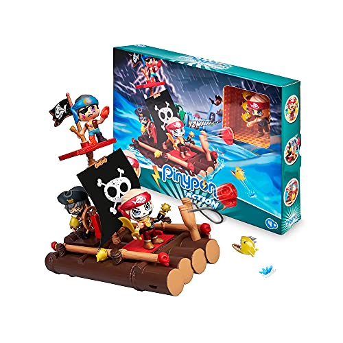 Pinypon Action - Balsa de Piratas, juguete barco pirata infantil que flota en el agua, con muñeco y accesorios búsqueda del tesoro, niños y niñas desde 4 años, Famosa, (700016646)