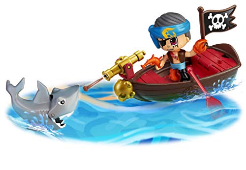 Pinypon Action- Bote pirata con 2 figuras para niños y niñas a partir de 4 a 8 años, (Famosa 700015587)