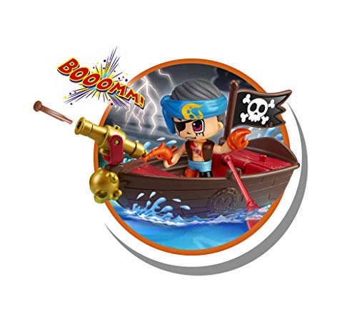 Pinypon Action- Bote pirata con 2 figuras para niños y niñas a partir de 4 a 8 años, (Famosa 700015587)