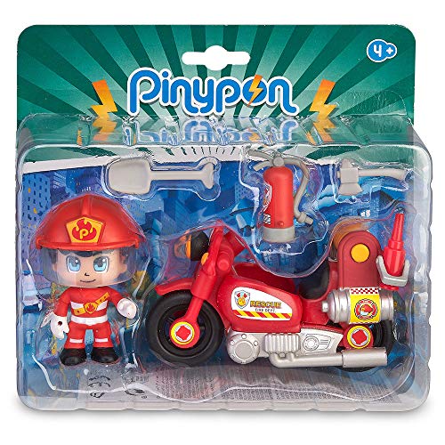 Pinypon Action - Moto de Bombero con 1 figurita, para niños y niñas de 4 a 8 años (Famosa 700014783)