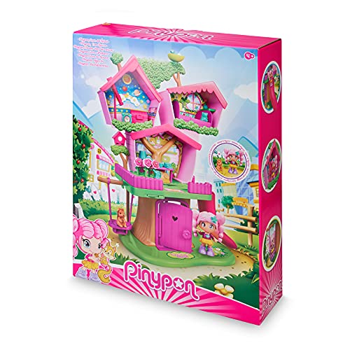 Pinypon - Casa Árbol, con 3 espacios diferentes para el juego interactivo, ascensor manual, tobogán, columpio y flores que crecen, incluye una figura Pinypon y varios accesorios, FAMOSA (700016652)