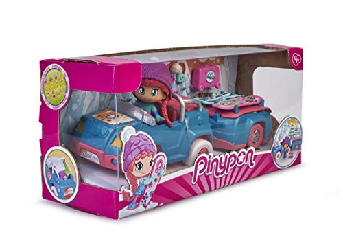 Pinypon- Coche Nieve con Remolque, muñeca esquí vehículo, Juguete (Famosa 700015772)