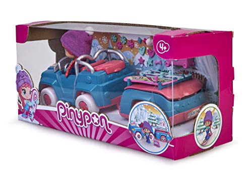 Pinypon- Coche Nieve con Remolque, muñeca esquí vehículo, Juguete (Famosa 700015772)