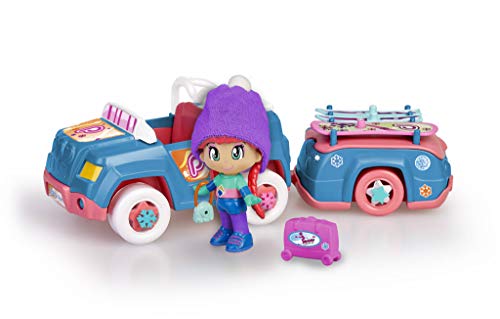 Pinypon- Coche Nieve con Remolque, muñeca esquí vehículo, Juguete (Famosa 700015772)