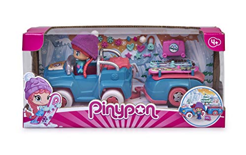 Pinypon- Coche Nieve con Remolque, muñeca esquí vehículo, Juguete (Famosa 700015772)