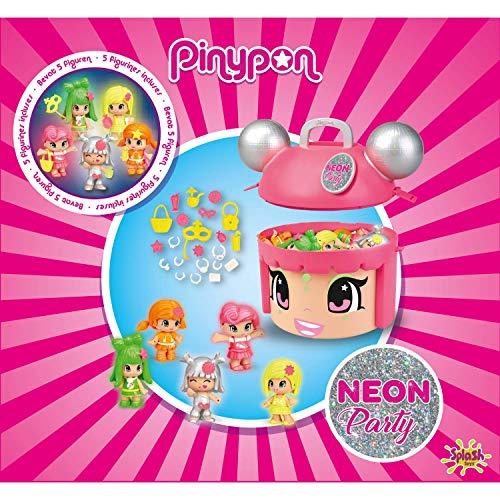 Pinypon Mix & Match Neon Party - Contenedor con 5 Figuras exclusivas, de 4 a 8 años (Famosa 700015210)