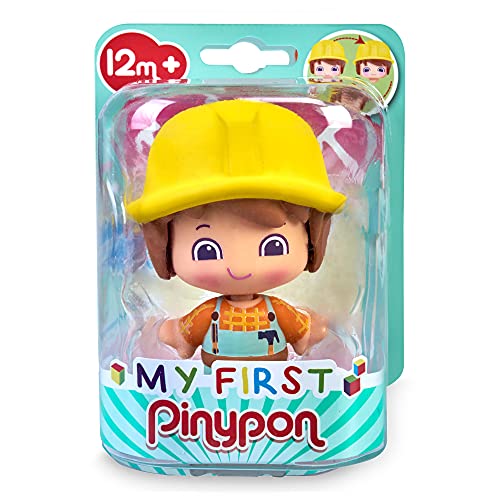 Pinypon - My First, Figura Constructor, muñequito con traje de obrero de 2 piezas, juego con profesiones y emociones, regalo para bebés de 12 meses para desarrollar destreza manual, FAMOSA (700016640)