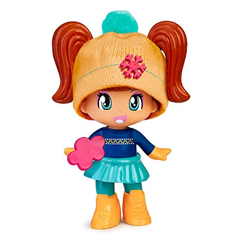 Pinypon- Pack 4 Figuras Nieve, muñeca esquí, Juguete (Famosa 700015771)