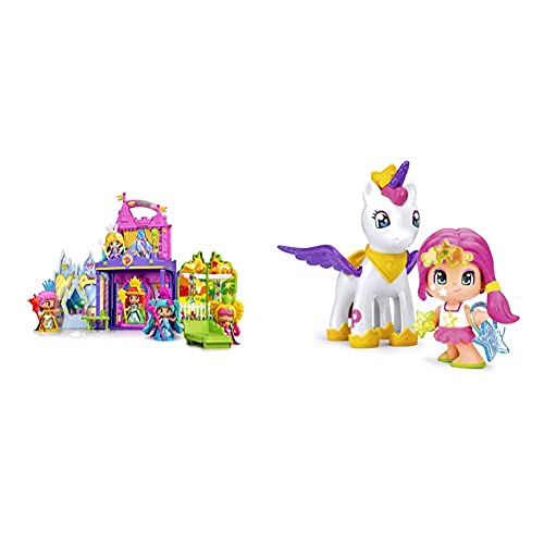 Pinypon Queens Castle, Castillo De Las Reinas, A Partir De 4 Años (Famosa 700015574) + Estrella Y Unicornio Volador, Color/Modelo Surtido, 32 Pequeños Accesorios (Famosa 700014082)