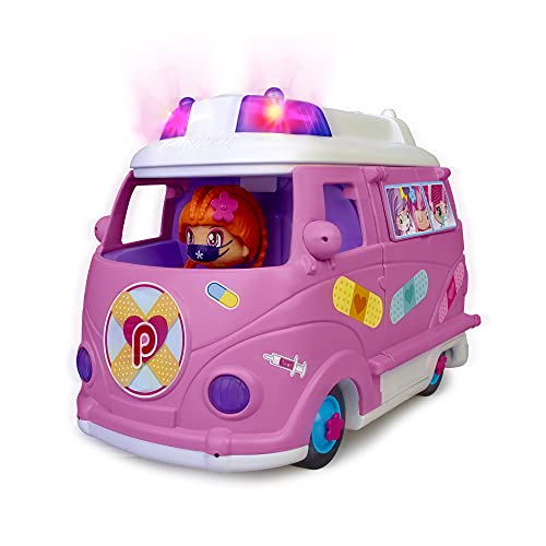 Pinypon - Socorro Ambulancia, para llevar a los Pinypons al hospital, equipada con luces de sirena, rayos x con luz y más accesorios médicos, incluye la figura de la conductora, FAMOSA (700016790)