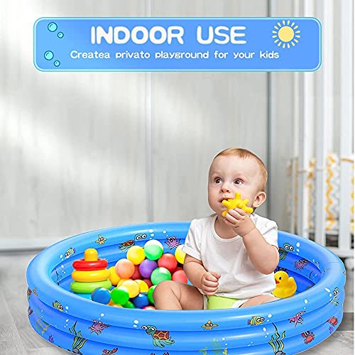 Piscina Hinchable,100X40cm Piscina Niños,Piscina Infantil de 3 Anillos, Piscina Infantil Hinchable,Piscina para Bebés, Bañera Portátil, Piscina Infantil