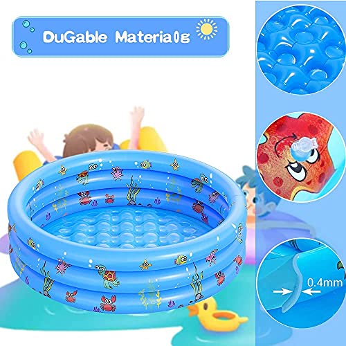 Piscina Hinchable,100X40cm Piscina Niños,Piscina Infantil de 3 Anillos, Piscina Infantil Hinchable,Piscina para Bebés, Bañera Portátil, Piscina Infantil