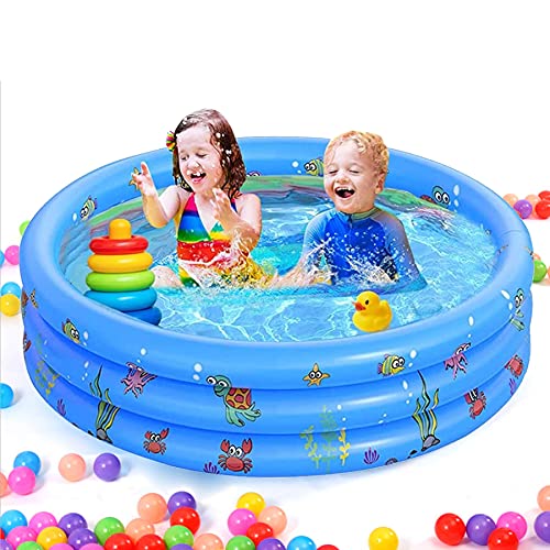 Piscina Hinchable,100X40cm Piscina Niños,Piscina Infantil de 3 Anillos, Piscina Infantil Hinchable,Piscina para Bebés, Bañera Portátil, Piscina Infantil