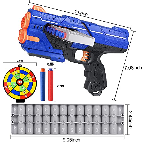 Pistola de Dardos para Flechas Nerf, Pistola de Juguete con Clips de 12 Balas + 60 Dardos de Espuma, Juego de Disparos Infantiles, Juguete de Armas Niño, Regalos de Cumpleaños Niños de 6 a 12 Años