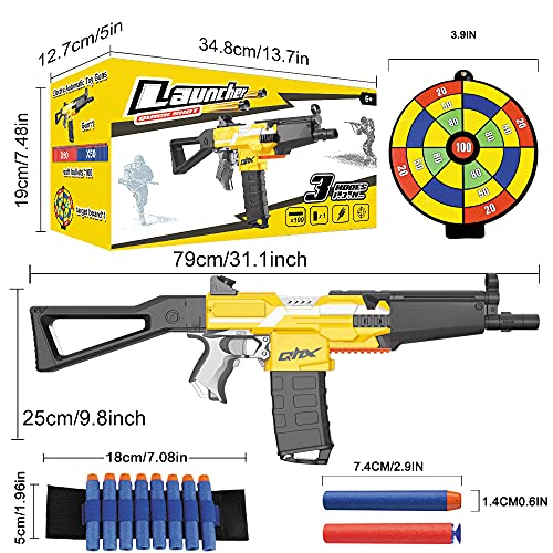 Pistola Juguete Eléctrica con Clip de 12 Dardos, MP5 Blaster Automático Grande + 100 Flechas para Nerf, 3 Modos de Disparo, USB Recargable, Juego al Aire Libre Chicas, Adolescente Adulto, Regalo Niños