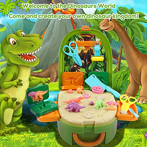 Plastilina Niños Dinosaurios Juguetes Caja De Herramientas Juguete Arcilla Polimerica Plastilina De Dinosaurio DIY Contiene Molde con Dmochila Dinosaurios Niño Juguetes Niños 3 4 5 6 Años Regalos