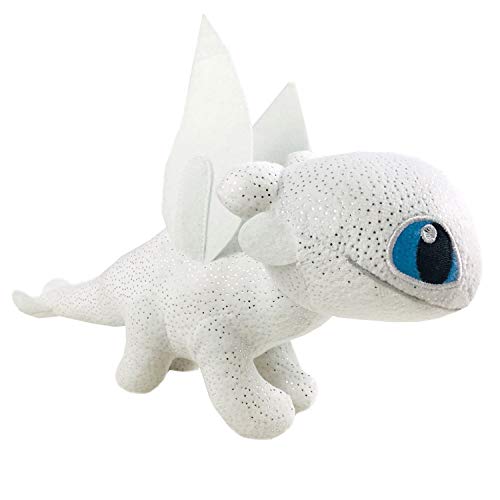 Play by Play HTTYD Pack 2 Dragons, como Entrenar a tu dragón - Peluches Desdentado y Furia Luminosa (Toothless y Light Fury) Color Negro y Blanco Calidad Super Soft 20cm (30cm Cola incluida)