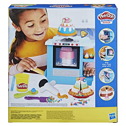 Play-Doh Set Gran Horno de Pasteles Kitchen Creations para niños a Partir de 3 años y con 5 Botes de plastilina no tóxica