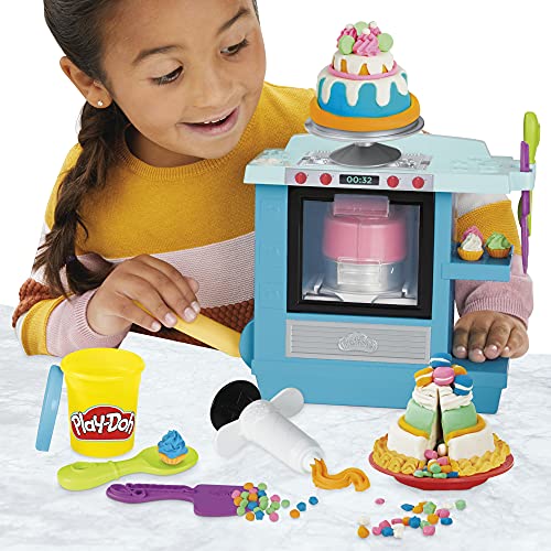 Play-Doh Set Gran Horno de Pasteles Kitchen Creations para niños a Partir de 3 años y con 5 Botes de plastilina no tóxica