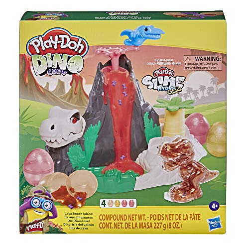 Play- Doh - Volcán Isla Lava Bones con masa HydroGlitz de Play-Doh Slime - Habsro F1500RC0