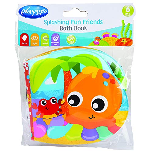 Playgro Libro de Baño, Con Sonidos, A partir de los 6 meses, Sin BPA, Splashing Fun Friends Bath Book, Multicolor, 40180