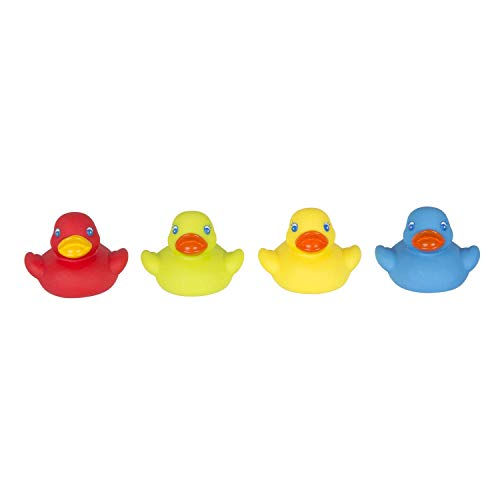 Playgro Mini-patos para el baño, 4 Piezas, Totalmente sellados, Resistentes al agua y la suciedad, Ideales para el baño del bebé, A partir de 6 meses, Libres de BPA, Colorido, 40212